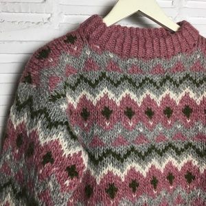 Vtg Handknit Scotland Highlands Chunky Sweater Sm